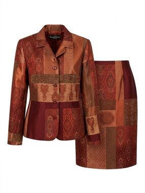 Russell Kemp Deep Rust Jacquard Two-Piece Suit